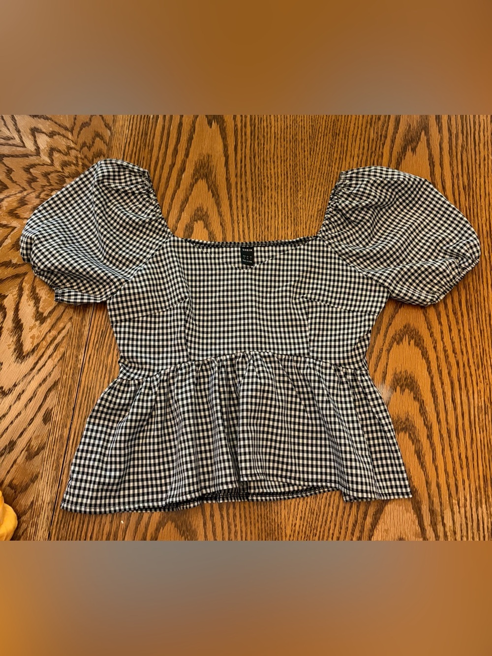 SHEIN BabyDoll Peplum Checked Top Women’s Size Small